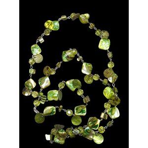 Whimsical Fairycore Glass And Shell Green Beaded Necklace